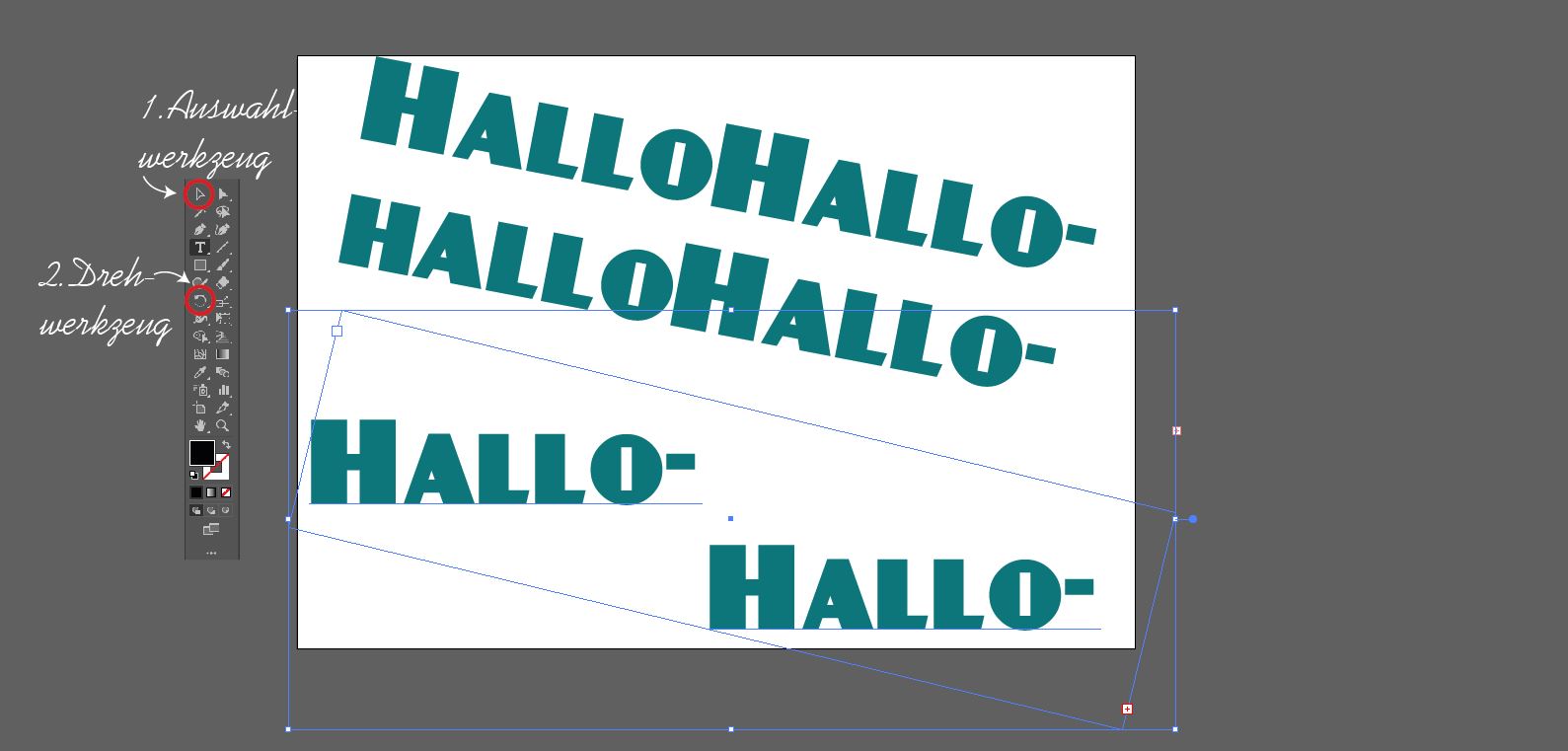 Text drehen mit Illustrator Studio für Illustration und